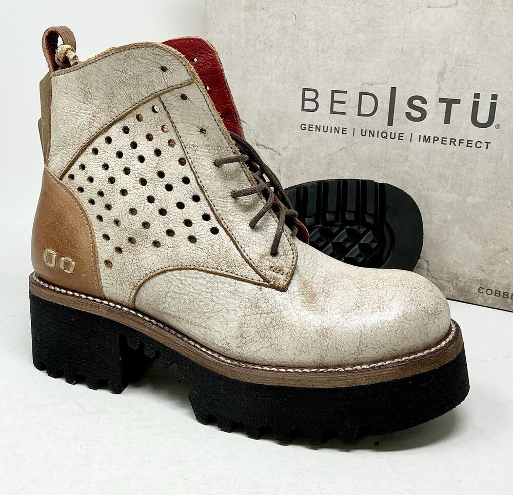 Bed Stu Tanzania Womens Tan Leather Lace Up Boots Size 7.5 NIB